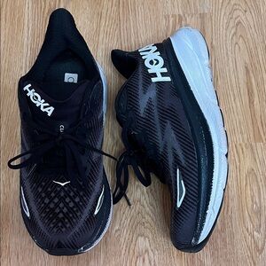 Hoka Chiffon 9 Black and White Athletic Sneakers
